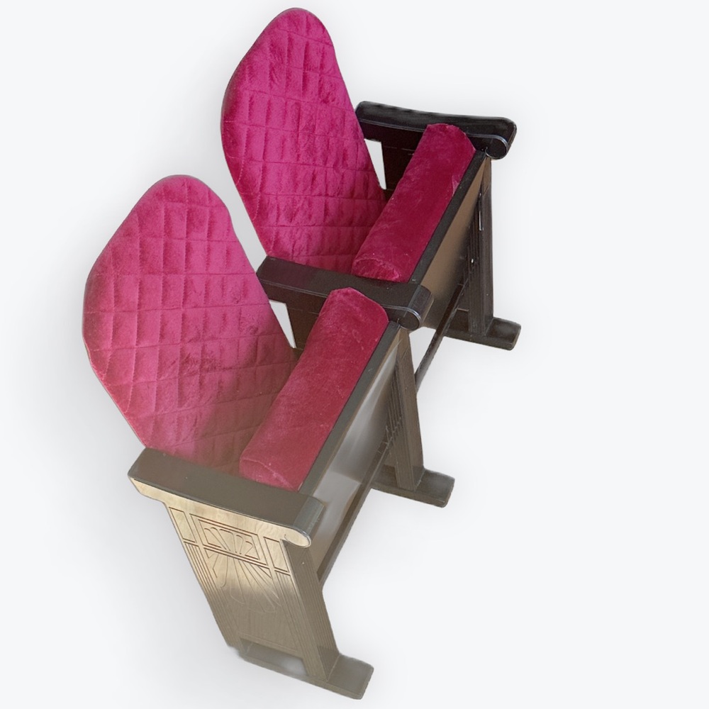 American Girl Molly Doll RETIRED Two Attached Burgundy Red Velvet Theatre Seats